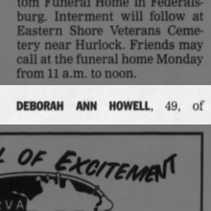 Obituary for DEBORAH ANN HOWELL