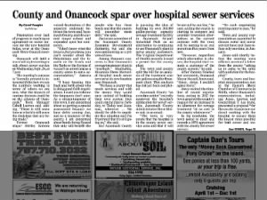 County and Onancock spar over hospital sewer services