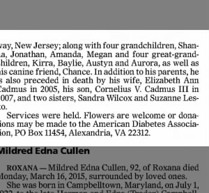 Cornelius Cadmus 2015 Obituary Part Two